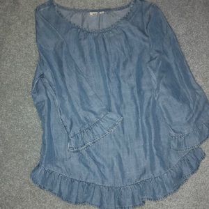 Flowy denim looking long sleeve shirt